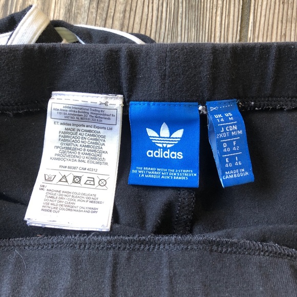 SOLD Adidas Black 3 White Stripe Leggings Pants - Picture 9 of 10